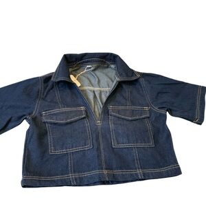 Dark Blue Denim short-sleeve crop top